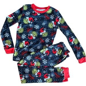 THE GRINCH BOYS SNUG FIT SOFT LONG SLEEVE TOP & BOTTOM 2-PIECE PAJAMA SET SZ: 10